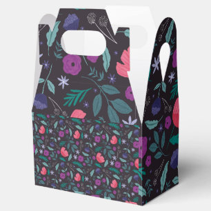 Pink and Purple Floral Illustration Pattern Favour Box
