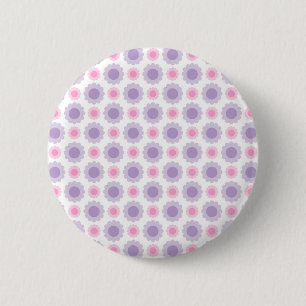 Pink and purple floral pattern 6 cm round badge