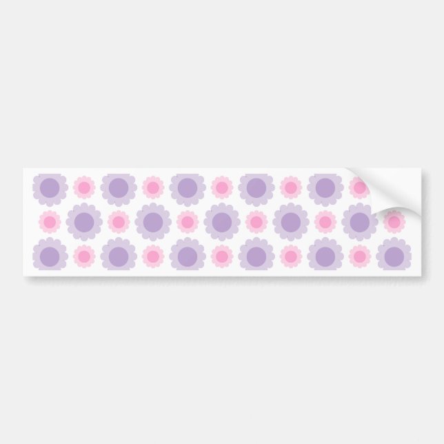 Pink and purple floral pattern bumper sticker (Front)