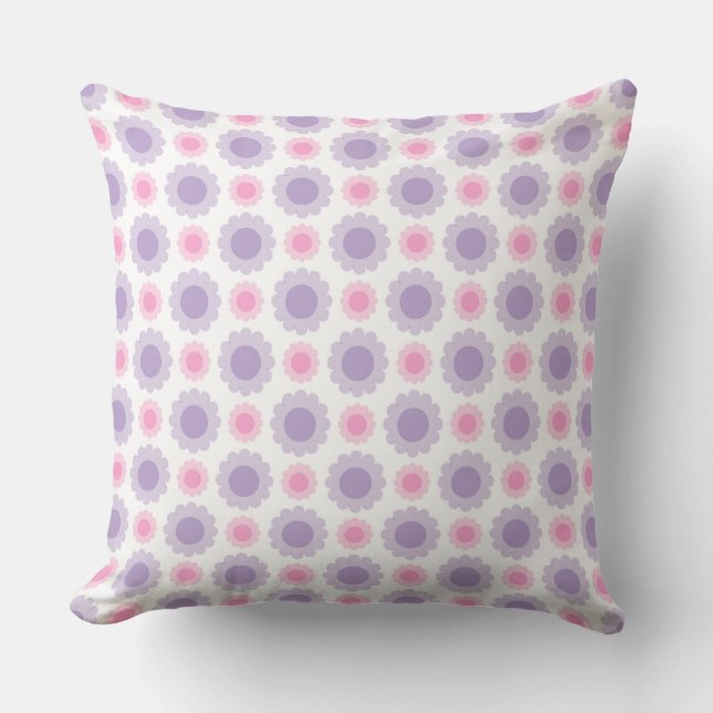 Pink and purple floral pattern cushion (Front)