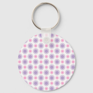 Pink and purple floral pattern key ring