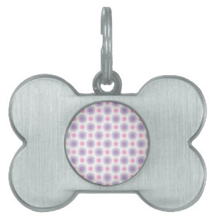 Pink and purple floral pattern pet name tag