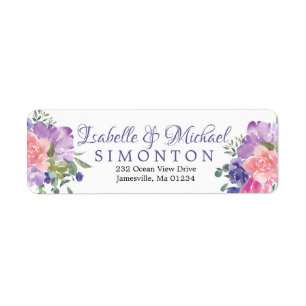 Pink and Purple Floral Return Address Labels