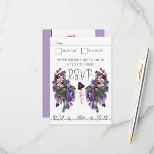 Pink and purple floral  RSVP card