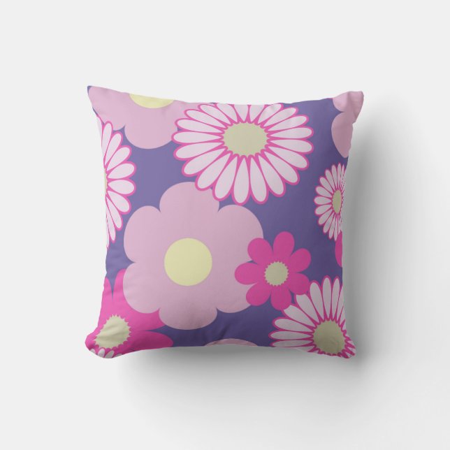 Pink and Purple Floral Sofa Cushion (Front)