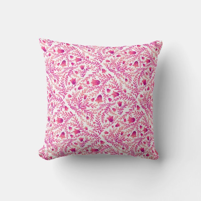Pink and purple floral soft design cushion (Front)