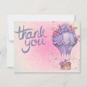 pink and purple floral thank you card
