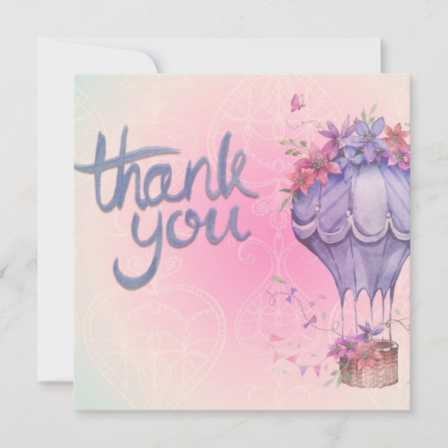 pink and purple floral thank you card (Front)
