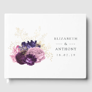 Pink and Purple Floral Wedding Guest Book