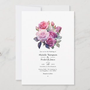 Pink and Purple Floral Wedding Invitation