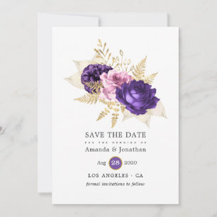 Pink and Purple Floral Wedding Save The Date