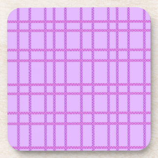Pink and purple flower checkered pattern coaster