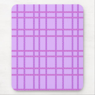 Pink and purple flower checkered pattern mouse pad