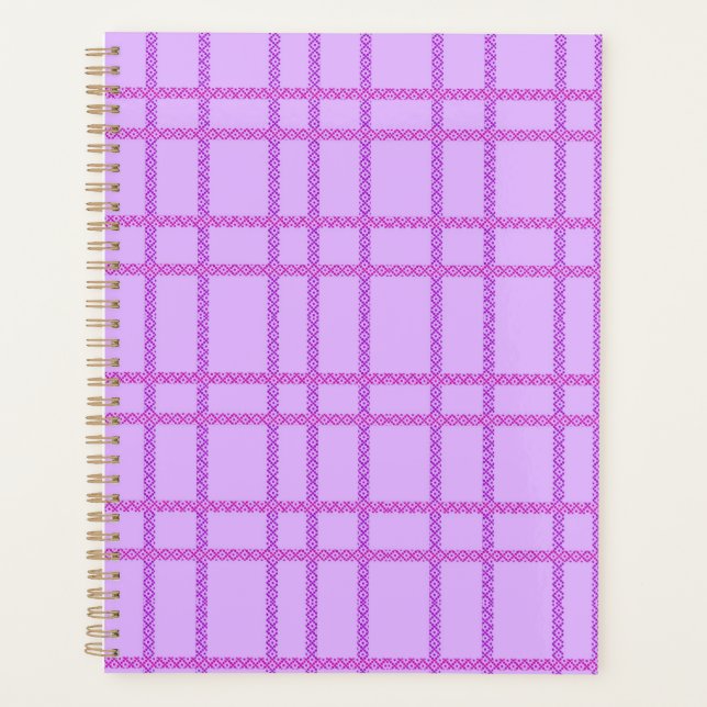 Pink and purple flower checkered pattern planner