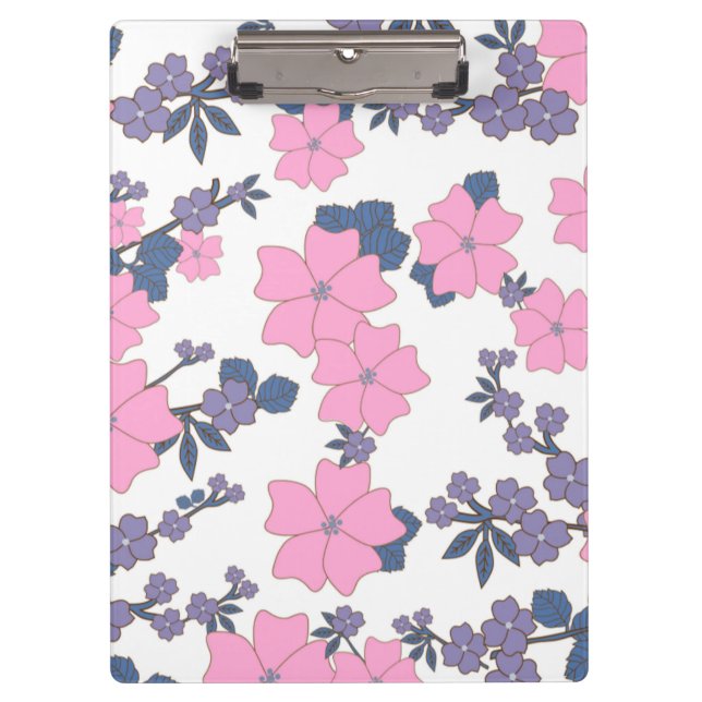 PINK AND PURPLE FLOWER PATTERN CLIPBOARD (Front)