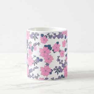 PINK AND PURPLE FLOWER PATTERN COFFEE MUG