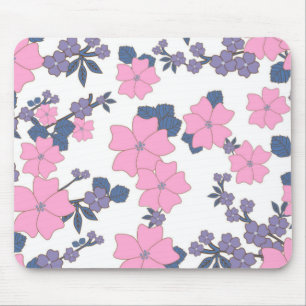 PINK AND PURPLE FLOWER PATTERN MOUSE PAD