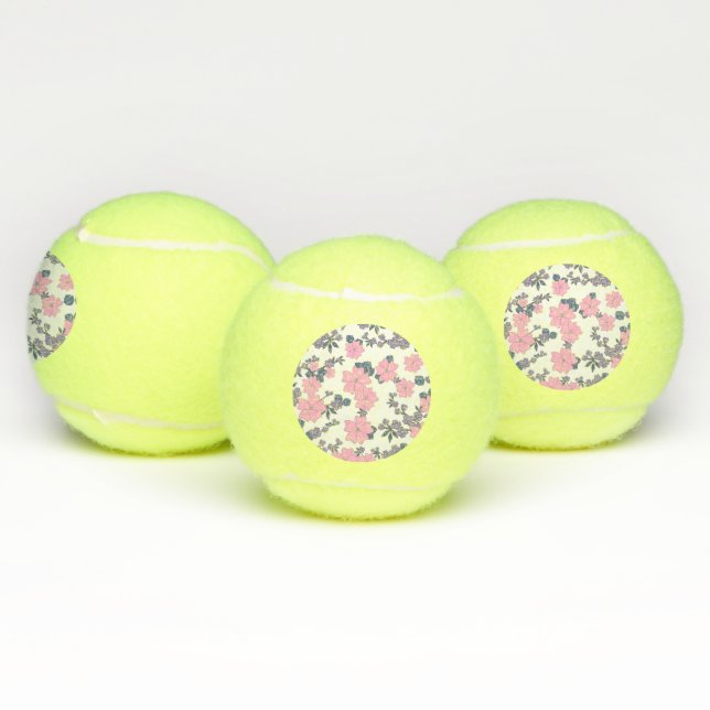 PINK AND PURPLE FLOWER PATTERN TENNIS BALLS (Multi)