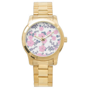 PINK AND PURPLE FLOWER PATTERN WATCH