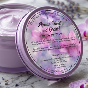 Pink and Purple Flowers Cosmetics Jar Label