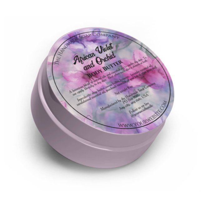 Pink and Purple Flowers Cosmetics Jar Label  (Creator Uploaded)