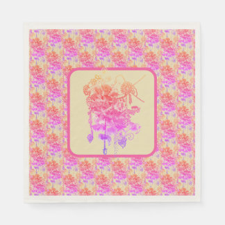 Pink and Purple Flowers Paper Napkin