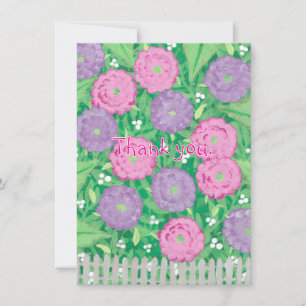 Pink and Purple Flowers Thank you Cards