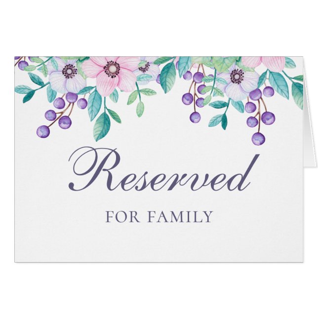 Pink and purple flowers. Wedding reserved sign (Front Horizontal)