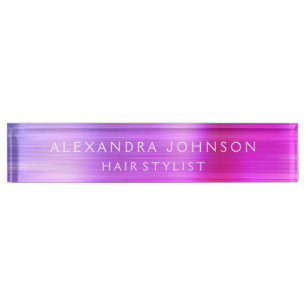 Pink and Purple Foil Modern Nameplate
