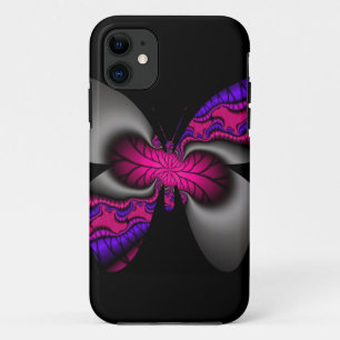 pink and purple fractal butterfly iPhone 11 case