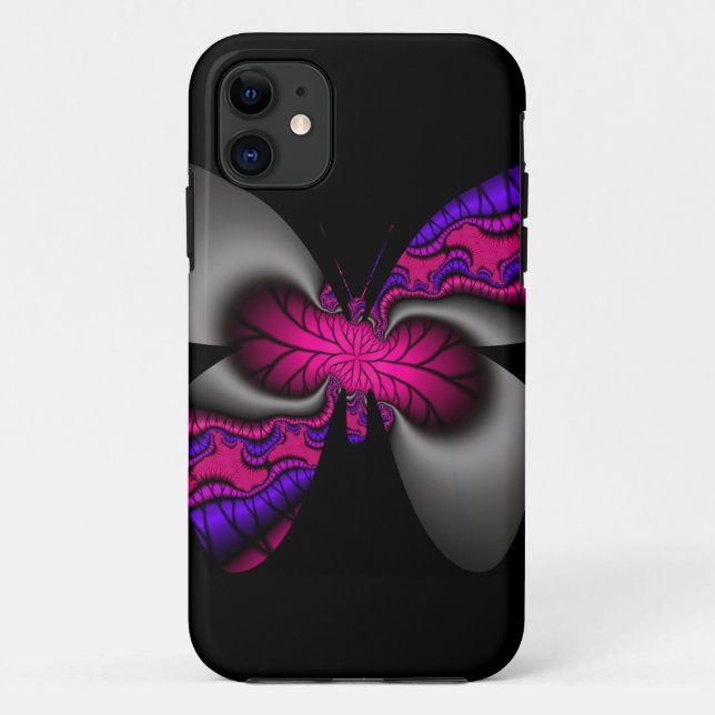 pink and purple fractal butterfly Case-Mate iPhone case (Back)
