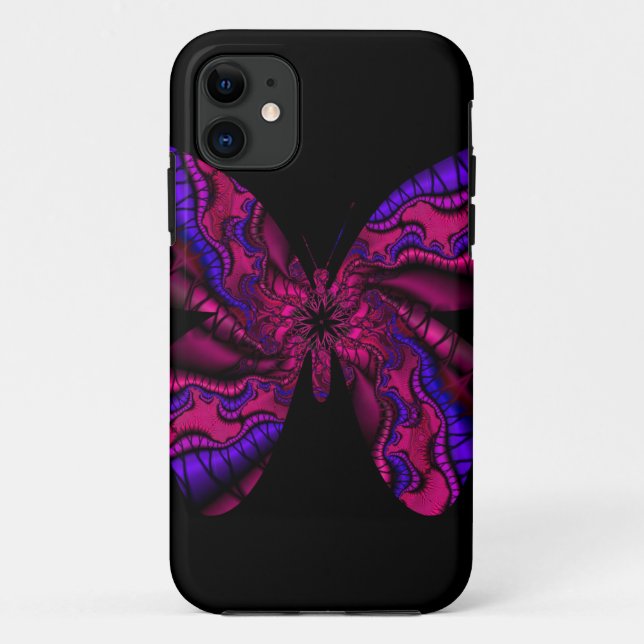 pink and purple fractal butterfly Case-Mate iPhone case (Back)