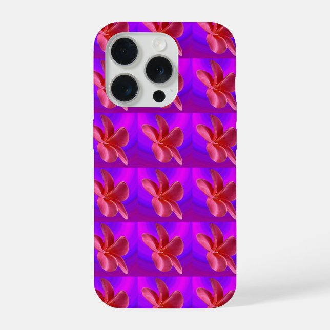 Pink And Purple Frangipani Pattern, iPhone Case (Back)