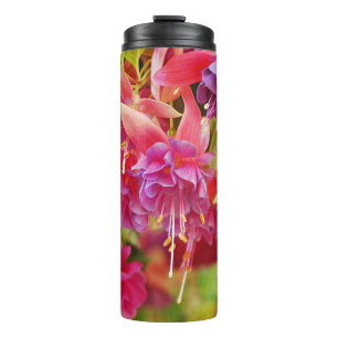 Pink and purple fuschia flowers   thermal tumbler