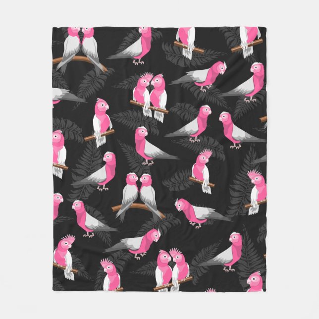 Pink and purple galah parrot pattern fleece blanket (Front)