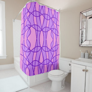 Pink and purple geometric pattern shower curtain