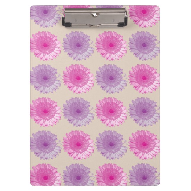 Pink and purple gerber floral pattern clipboard (Front)