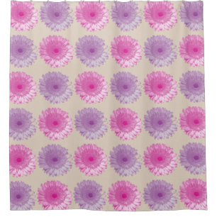Pink and purple gerber floral pattern shower curtain