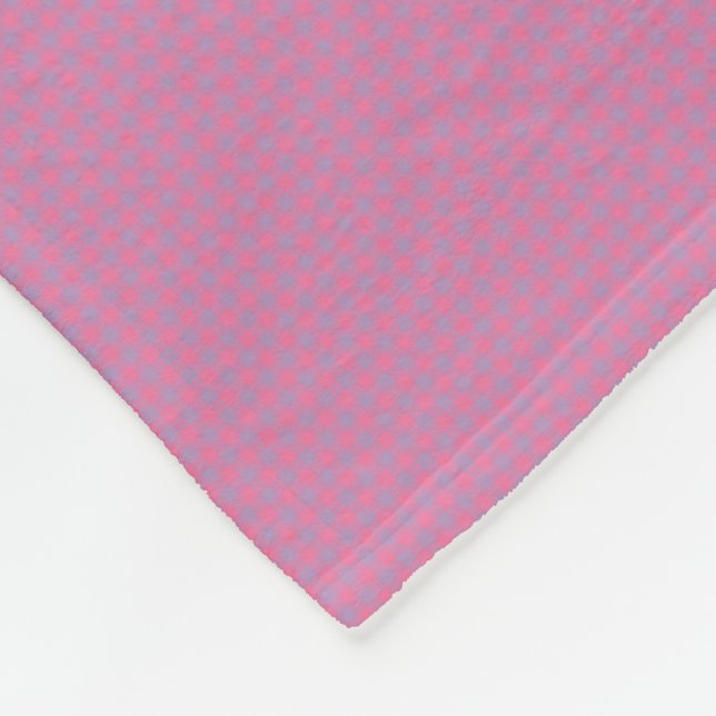 Pink and Purple Gingham Pattern Fleece Blanket (Corner)