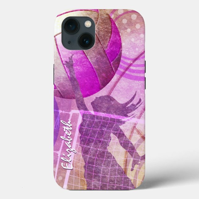 Pink and purple girls' volleyball Case-Mate iPhone case (Back)