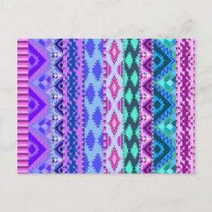 Pink and Purple Girly Aztec Postcard