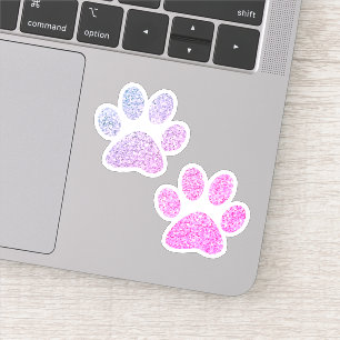 Pink and Purple Glitter Paw Prints Sticker