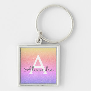 Pink and Purple Glitter & Sparkle Monogram Favour Key Ring