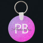 Pink and Purple Glitter & Sparkle Monogram Favour Key Ring<br><div class="desc">Pink and Purple Pastel Ombre Faux Glitter and Sparkle Elegant Key chain. These Keychains can be customised to include your initial and first name and are a perfect bridal shower,  bachelorette party or birthday party favour.</div>