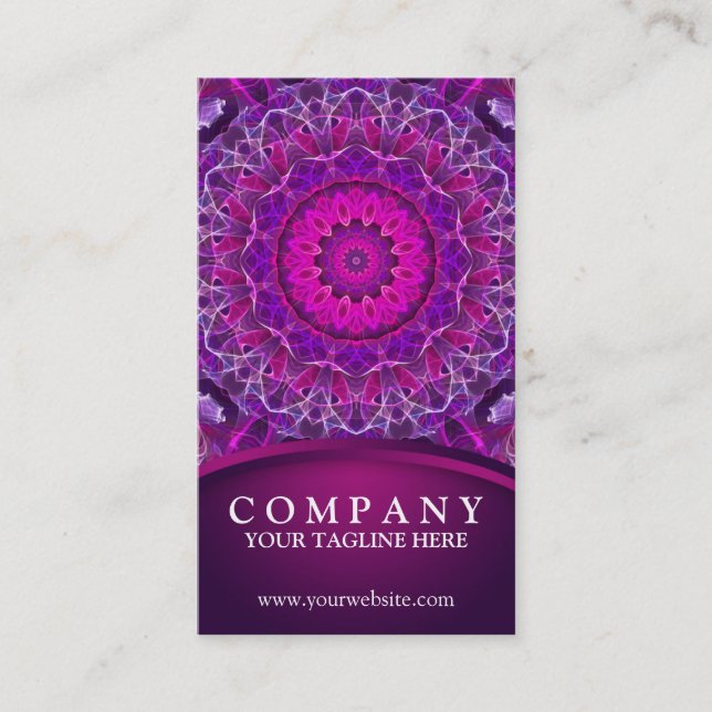 Pink and Purple glowing mandala - dark pink design Business Card (Front)