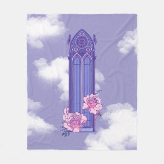 Pink and Purple Gothic Pastel Window with Peonies Fleece Blanket