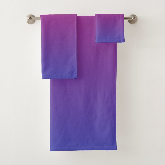 Pink and Purple Gradient Colours Bath Towel Set (Insitu)