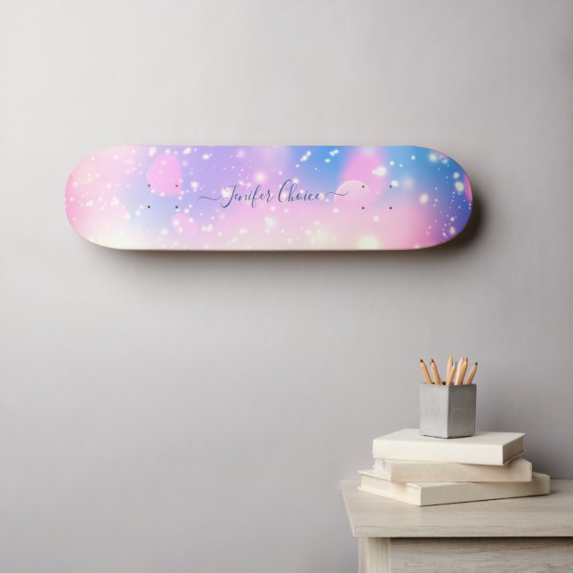 Pink And Purple Gradient Custom Name  Skateboard (Wall Art (Horz))