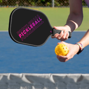 Pink and Purple Gradient Pickleball on Black Paddle