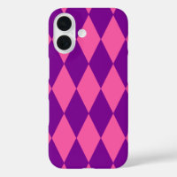 Pink and Purple Harlequin Checkered Design